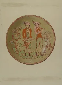 Eugene Shellady Prints: Pa. German Plate, c. 1936. Creator: Eugene Shellady