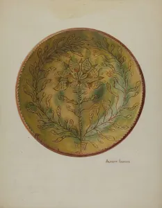Colony Prints: Pa. German Plate, c. 1937. Creator: Albert J. Levone