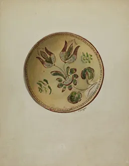 Pa German Prints: Pa. German Plate, c. 1937. Creator: David Ellinger