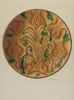 Period Collection: Pa. German Plate, c. 1938. Creator: Carl Strehlau