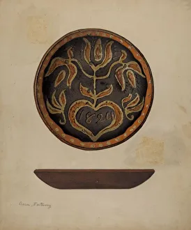 Aaron Fastovsky Prints: Pa. German Plate, c. 1940. Creator: Aaron Fastovsky