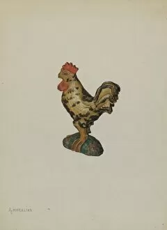 Arsen Maralian Gallery: Pa. German Rooster Figurine, c. 1939. Creator: Arsen Maralian