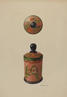 Iams J Howard Prints: Pa. German Saffron Box, c. 1939. Creator: J. Howard Iams