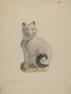 Pa. German Seated Cat, c. 1938. Creator: Andrew Topolosky