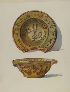 View From Above Prints: Pa. German Shaving Basin, c. 1936. Creator: Frances Lichten