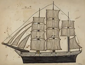 Tall Ship Prints: Pa. German Ship, 1938. Creator: Marie Lutrell