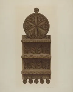 Dark Wood Prints: Pa. German Spoon Rack, c. 1942. Creator: William H Edwards
