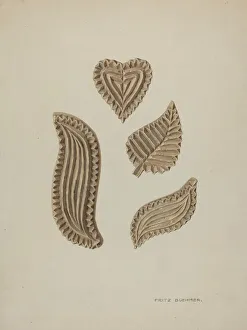 Stamping Prints: Pa. German Stamping Blocks for Homespun Cotton or Linens, c. 1939. Creator: Fritz Boehmer