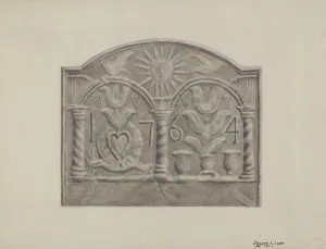 Edward L Loper Prints: Pa. German Stove Plate, c. 1936. Creator: Edward L Loper