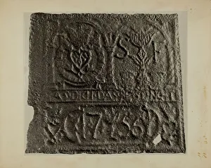 Iron Work Prints: Pa. German Stove Plate, c. 1936. Creator: Charles Von Urban