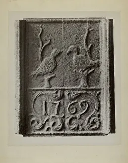 Iron Work Prints: Pa. German Stove Plate, c. 1936. Creator: Charles Von Urban