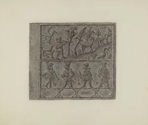 Pennsylvania German Prints: Pa. German Stove Plate, c. 1936. Creator: Elmer G Anderson