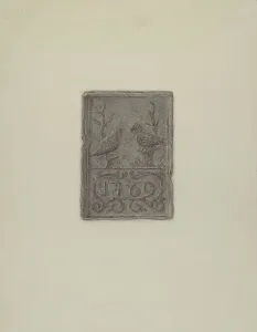 Pennsylvania German Prints: Pa. German Stove Plate, c. 1936. Creator: Elmer G Anderson