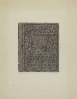 Pennsylvania German Prints: Pa. German Stove Plate, c. 1936. Creator: Elmer G Anderson