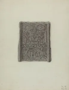 Pennsylvania German Prints: Pa. German Stove Plate, c. 1936. Creator: Elmer G Anderson