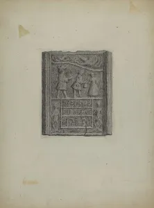 Roy Weber Prints: Pa. German Stove Plate, c. 1937. Creator: Roy Weber