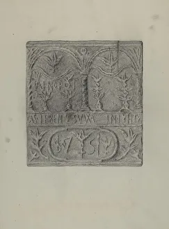 Roy Weber Prints: Pa. German Stove Plate, c. 1937. Creator: Roy Weber