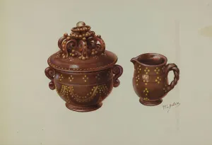Sugarbowl Prints: Pa. German Sugar Bowl and Creamer, c. 1941. Creator: William L. Antrim