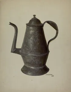 Eugene Shellady Prints: Pa. German Teapot, 1937. Creator: Eugene Shellady