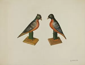 Folk Art Gallery: Pa. German Toy Birds, c. 1939. Creator: Arsen Maralian