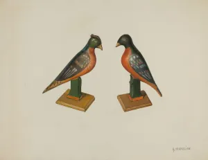 Colony Prints: Pa. German Toy Birds, c. 1939. Creator: Arsen Maralian