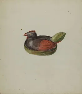 Pa German Prints: Pa. German Toy Hen, c. 1937. Creator: Robert Harlow