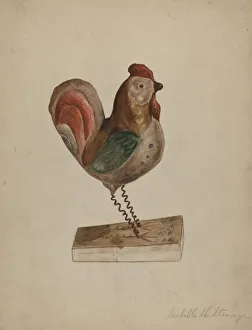Isabelle De Strange Prints: Pa. German Toy Rooster with Bellows, 1935 / 1942. Creator: Isabelle De Strange
