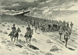 Cronje Prints: After Paardeberg: Boer Prisoners on the March, (1901). Creator: Unknown