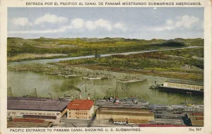 Lesseps Prints: Pacific Entrance to Panama Canal Showing U. S. Submarines, c1920s
