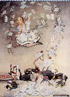 Dodgson Prints: Pack of cards falling on Alice