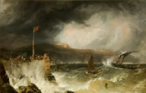 Anthony Vandyke Copley Fielding Gallery: Packet Boat Entering Harbour, 1855. Creator: Anthony Vandyke Copley Fielding