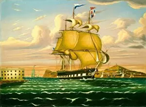 Chambers Gallery: Packet Ship Passing Castle Williams, New York Harbor, mid 19th century