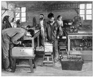 Packing cartridges into boxes at Isleten, near Fluelen, Switzerland, 1893