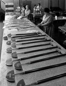 Steelworks Prints: Packing turf cutters, Everlast Garden Tools, Sheffield, South Yorkshire, 1965. Artist