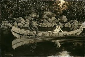 Paddling Gallery: Paddling the Wounded British Officer, 1897. Creator: Frederic Remington