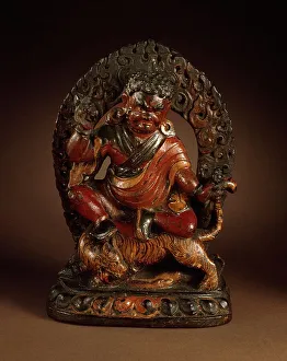 Woodcarving Prints: Padmasambhava (Guru Rinpoche, 8th cent) in his form as Dorje Drölö