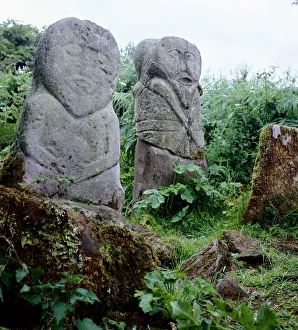 Spirituality Prints: Pagan Celtic stone figures, Boa Island, Co. Fermanagh, Ireland, c5th century