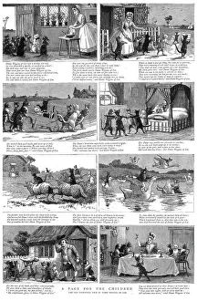 Nursery Rhyme Prints: A Page for the Children; The Old Fashioned Tale of Dame Wiggin of Lee