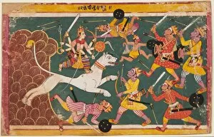 Central India Gallery: A page from the Devi-Mahatmya: The Goddess as the Drinker of the Demon Raktabija, c