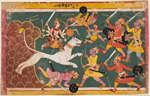 Color On Paper Prints: A page from the Devi-Mahatmya: The Goddess as the Drinker of the Demon Raktabija, c