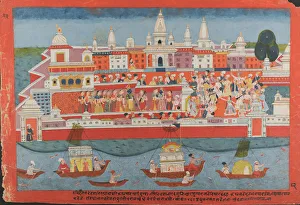 Bhagavatapurana Collection: Page from a Dispersed Bhagavata Purana Manuscript (Life of Krishna), ca. 1775. Creator: Unknown