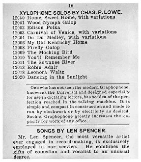 Gramophone Prints: Page from the First Columbian Gramophone Catalogue, c1898 (1956)