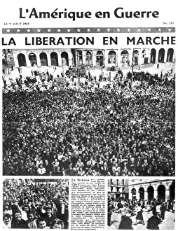 Jubilation Collection: Front page of L Amerique en Guerre newspaper, 9 August 1944