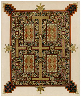 Images Dated 15th September 2007: Page from the Lindisfarne Gospels, 710-721 AD