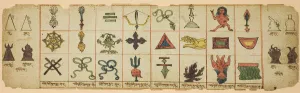 Bow And Arrow Collection: Page from a Notebook with Ritual Symbols, Mongolia, 19th-20th century. Creator: Unknown