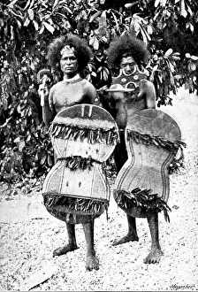 Colonisation Prints: A Page from Papua: New Guinea warriors, 1895. Creator: George Meisenbach