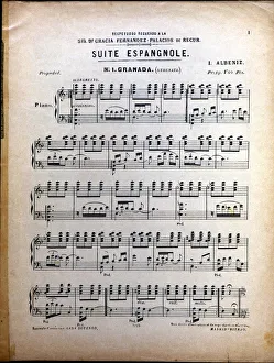 Isaac Prints: Page of the score Spanish Suite nº. 1 Granada by Isaac Albeniz
