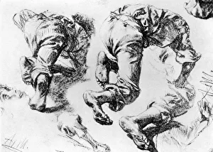 Trousers Prints: A page of sketches, 1913. Artist: Adolph Menzel