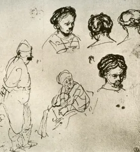 Great Masters Prints: A page of sketches, 1913. Artist: Rembrandt Harmensz van Rijn