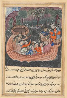 Reign Of Akbar Prints: Page from Tales of a Parrot (Tuti-nama): Forty-eighth night: The young man of Baghdad…
